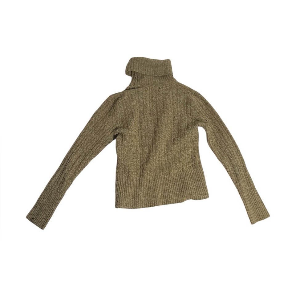 Cozy Tan Cable Knit Turtleneck Sweater